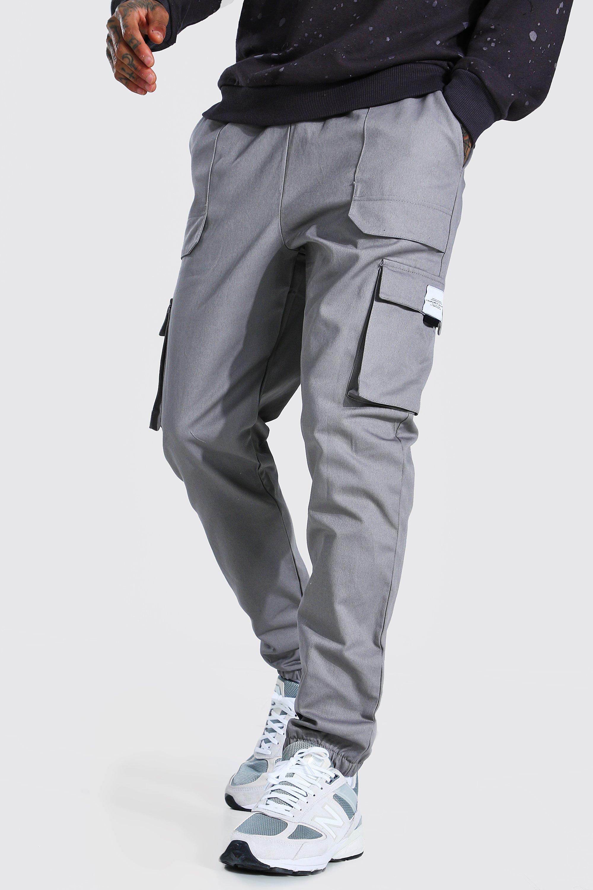 Twill Belt Front Cargo Jogger With Man Tab boohooMAN UK